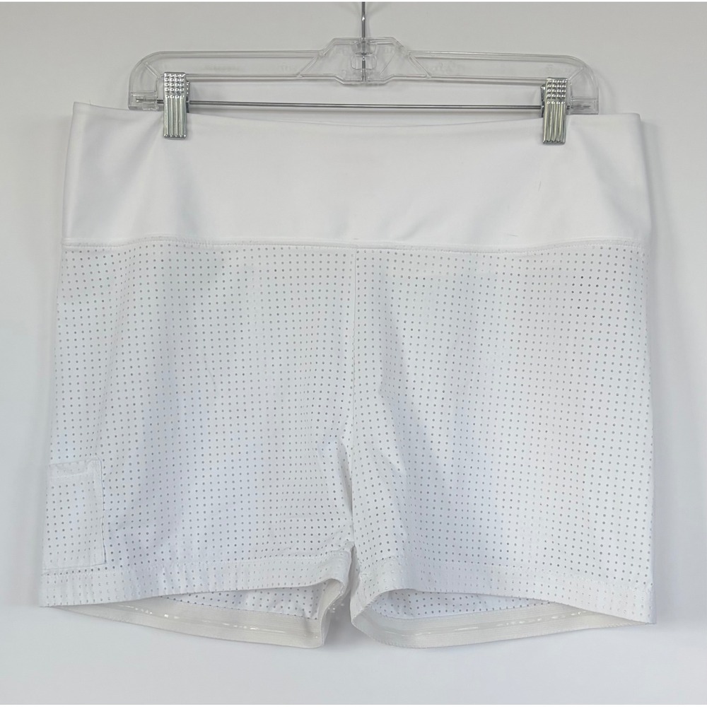 Kinona‎ Womens White Perforated Golf Tennis Shorts Large Italian Fabric Active
